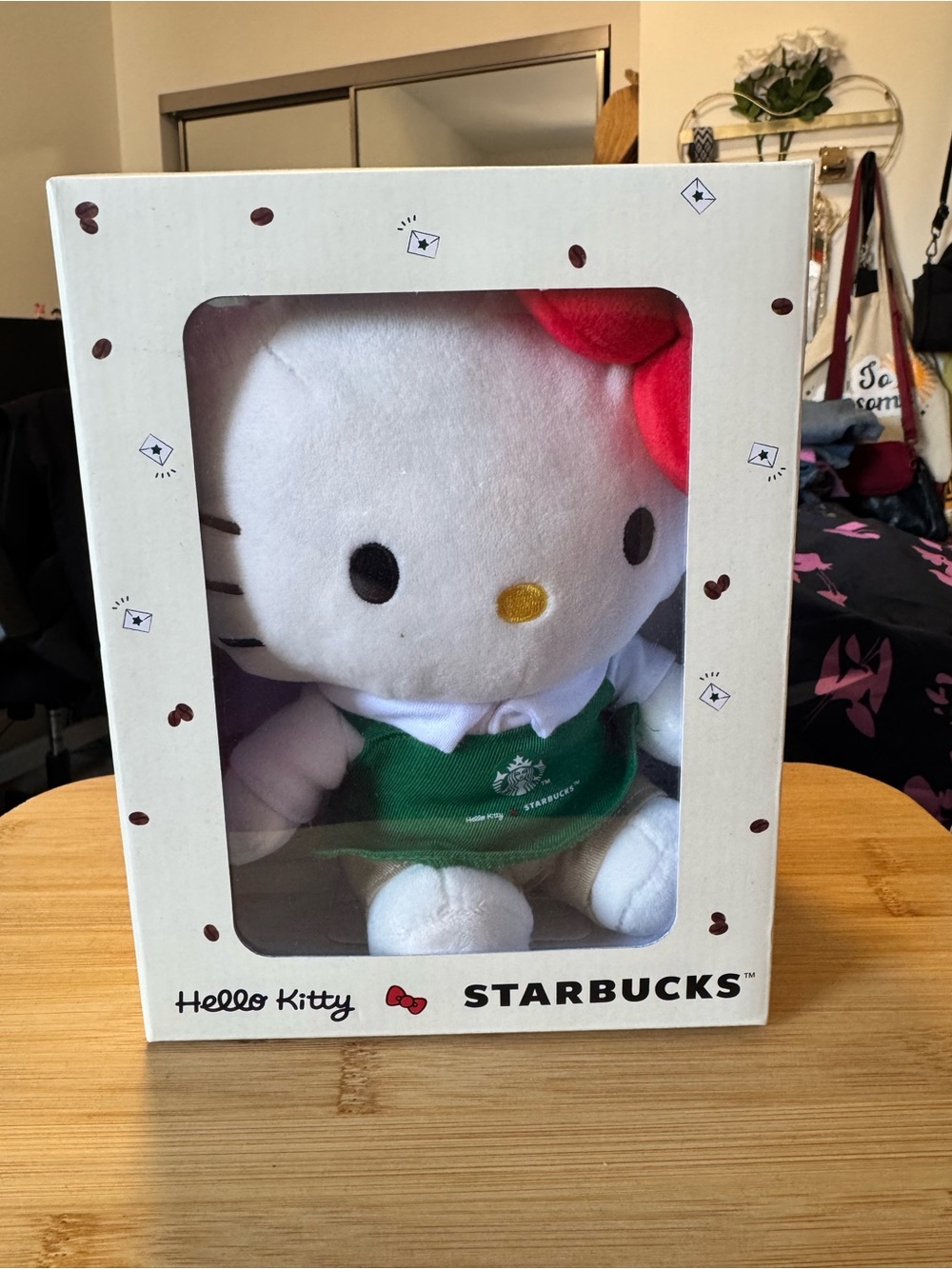 Starbucks Hello Kitty Plush - White with Green Apron and Red Bow